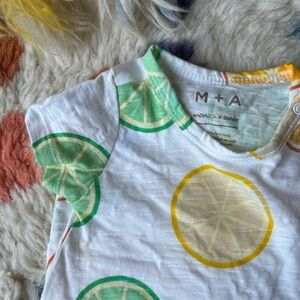 monica and andy 0-3m cotton fruit onesie